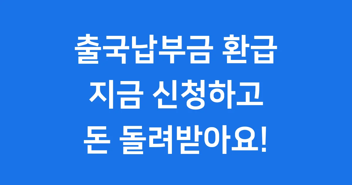 출국납부금환급서비스 신청방법 자격조건 2024년